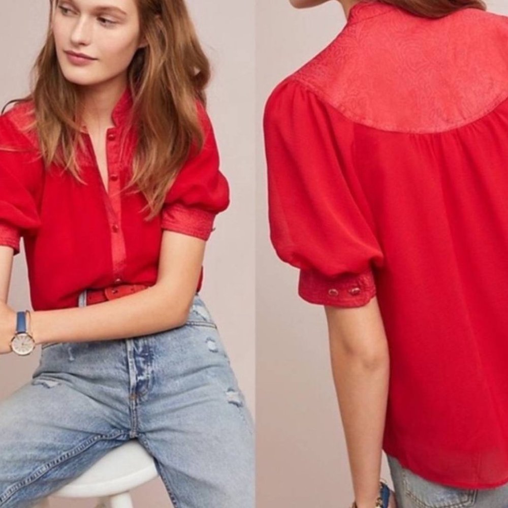 Red Bachelorette Blouse from Anthropologie